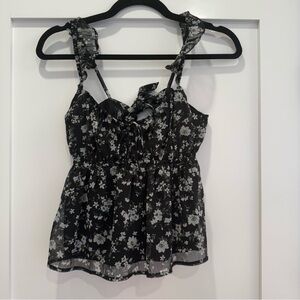 Hollister Black and White Ruffled Camisole